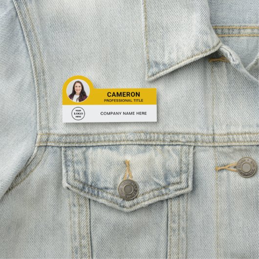 Modern Photo Company Logo Yellow Magnetic Namensschild (Beispiel)