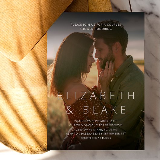 Modern Photo Couples Shower Einladung