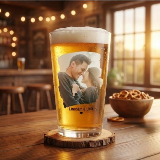 Modern Photo Custom Name or Message Beer  Glas