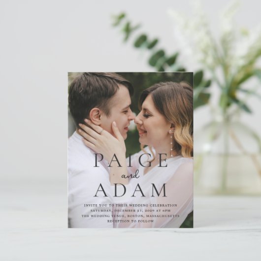 Modern Photo Editorial Wedding Invitation (Stehend Vorderseite)