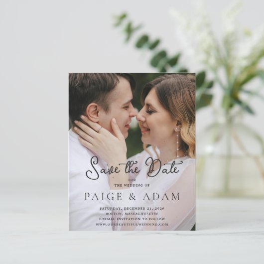 Modern Photo Editorial Wedding Save the Date (Stehend Vorderseite)