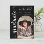 Modern Photo Elegant Script Graduation Party Einladung (Stehend Vorderseite)