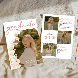 Modern Photo Floral Graduation Party Invitation Einladung