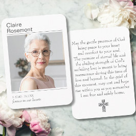 Modern Photo Funeral Prayer Card With Cross Visitenkarte