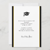 Modern Photo Gold Black Graduation Announcement Einladung (Rückseite)