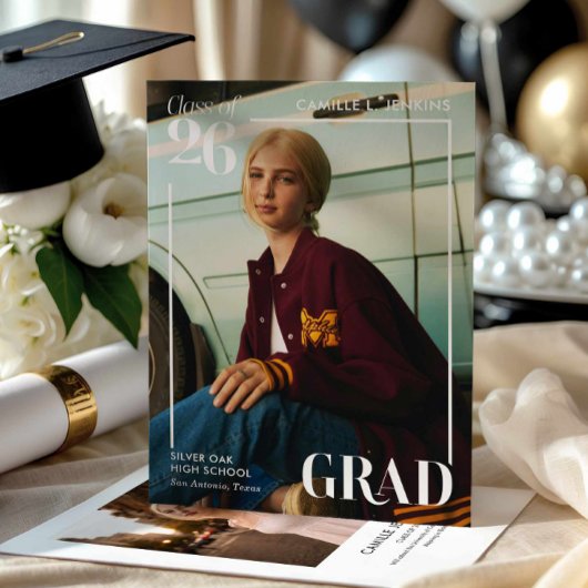 Modern Photo Graduation Announcement Einladung