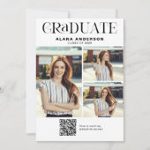 Modern Photo Graduation Announcement QR Code Video Ankündigung (Vorderseite)