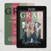 Modern Photo Graduation Class of 2026 Einladung (Vorne/Hinten)