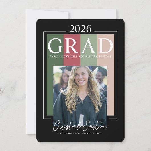 Modern Photo Graduation Class of 2026 Einladung (Vorderseite)