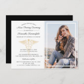 Modern Photo Graduation Nurse Pinning Ceremony Einladung (Vorne/Hinten)