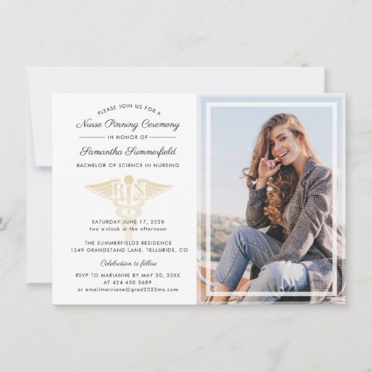 Modern Photo Graduation Nurse Pinning Ceremony Einladung (Vorderseite)
