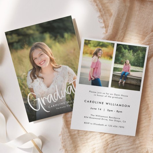 Modern Photo Graduation Open House Invitation Dankeskarte