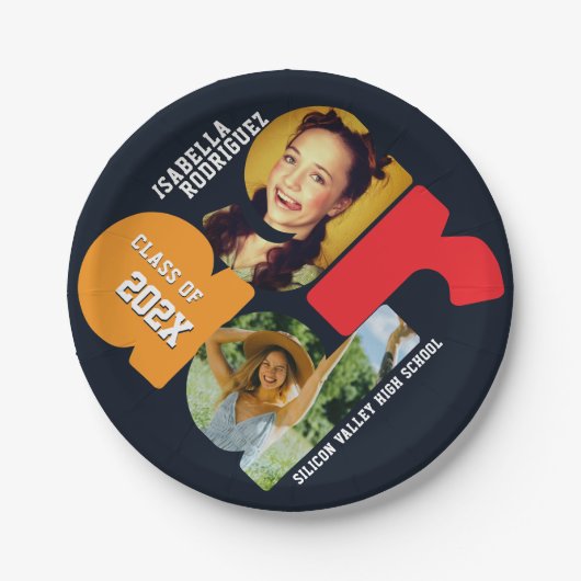 Modern Photo Graduation Pappteller (Vorderseite)