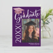 Modern Photo Graduation Party Invite Announcement Einladung (Stehend Vorderseite)