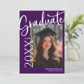 Modern Photo Graduation Party Invite Announcement Einladung (Stehend Vorderseite)