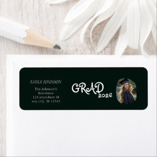 Modern Photo Graduation Party Return Address Label