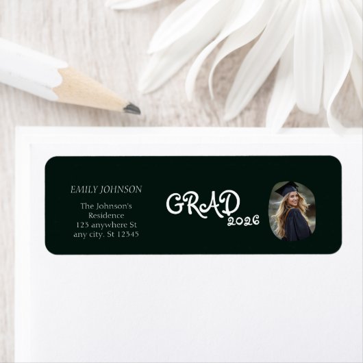 Modern Photo Graduation Party Return Address Label (Insitu)