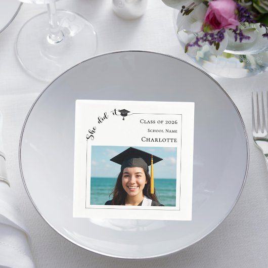 Modern photo Graduation Party Serviette