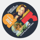 Modern Photo Graduation Runder Aufkleber (Vorderseite)