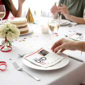 Modern Photo Graduation "She Did It" Red Black Nap Serviette