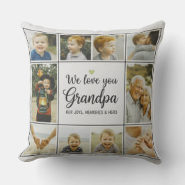 Modern Photo Grandpa Script Heart Throw Pillow Kissen
