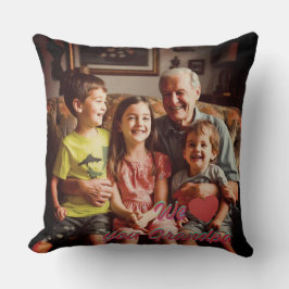 Modern Photo Grandpa Script Heart Throw Pillow Kissen
