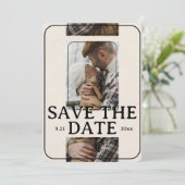 Modern Photo Grid with Bold Serif Save the Date Einladung (Stehend Vorderseite)