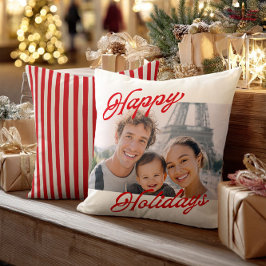 Modern Photo Happy Holidays Family Keepsake Kissen