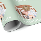 Modern Photo Light Blue Merry Christmas Holiday Geschenkpapier (Rolleneckpunkt)