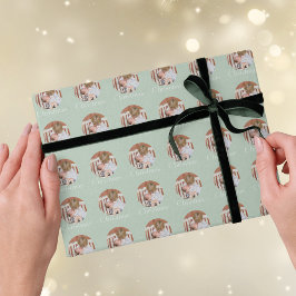 Modern Photo Light Blue Merry Christmas Holiday Geschenkpapier