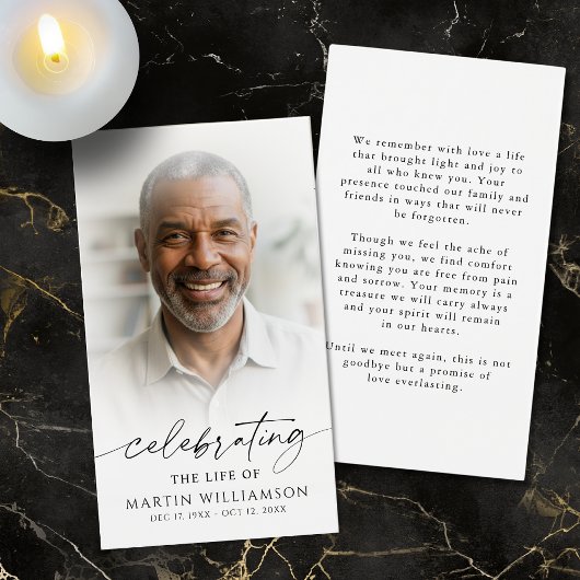 Modern Photo Memorial Sympathy Funeral Prayer Card