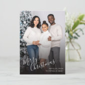 Modern Photo Merry Christmas Flat Greeting Card Dankeskarte (Stehend Vorderseite)