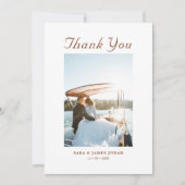 Modern Photo Minimal Couples Message Wedding Dankeskarte (Vorderseite)