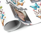 Modern Photo Name Happy Mothers Day  Geschenkpapier (Rolleneckpunkt)