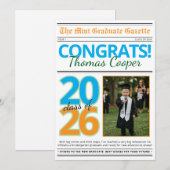 Modern Photo Newspaper Graduation Announcement Einladung (Vorne/Hinten)
