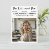 Modern Photo Newspaper Retirement Card (Stehend Vorderseite)