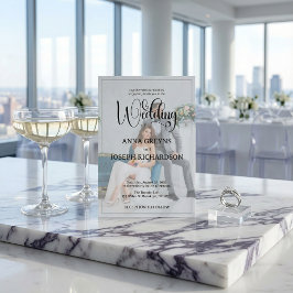 Modern Photo Overlay Black Calligraphy Wedding  Einladung