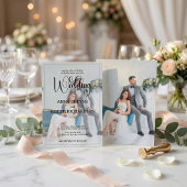 Modern Photo Overlay Black Calligraphy Wedding  Einladung