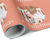 Modern Photo Peach Pink Merry Christmas Holiday Geschenkpapier (Rolleneckpunkt)