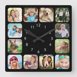 Modern Photo Personalized Black Acrylic Wall Clock Quadratische Wanduhr