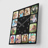 Modern Photo Personalized Black Acrylic Wall Clock Quadratische Wanduhr (Winkel)