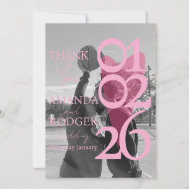 Modern Photo Pink Typography Thank You Card Dankeskarte