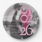 Modern Photo Pink Typography  Thank You Card Pappteller (Vorderseite)