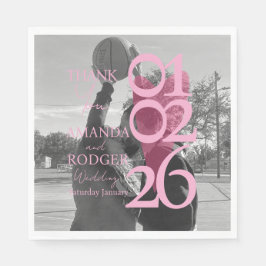 Modern Photo Pink Typography Thank You Card Serviette