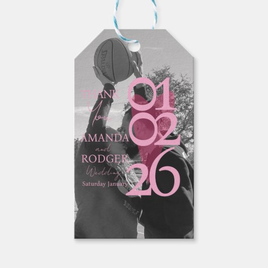 Modern Photo Pink Typography  Thank You Geschenkanhänger (Vorderseite)