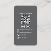 Modern Photo QR Code Connect With Me Minimal Visitenkarte (Rückseite)