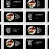 Modern Photo QR Code Custom Black Visitenkarte