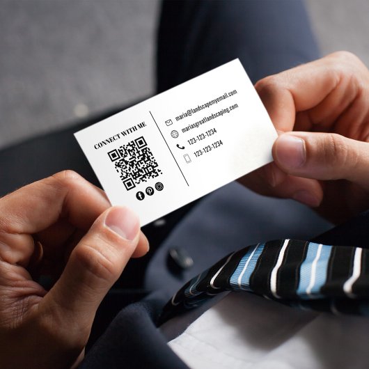 Modern Photo QR Code Custom Black Visitenkarte