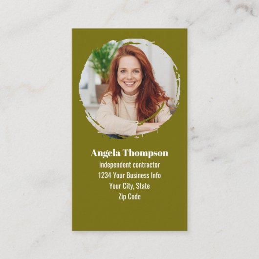 Modern Photo QR Code Custom Green Visitenkarte (Vorderseite)