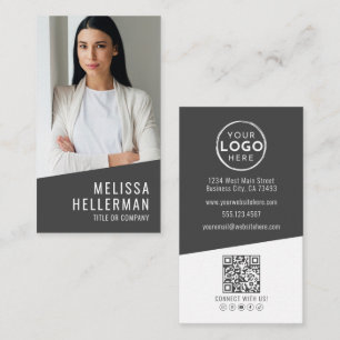 Modern Photo QR Code Logo Vertikal Visitenkarte